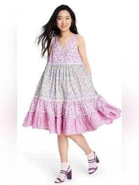LoveShackFancy x Target Camille Floral Tiered Dress,Size-Large